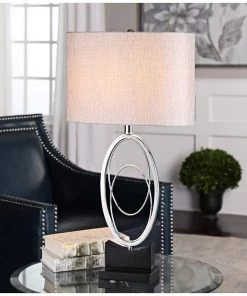 Uttermost Lamps Savant Plated Polished Nickel Oval Table Lamp