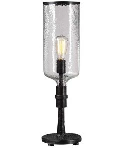 Uttermost Hadley Old Iron Hammered Hurricane Table Lamp Lamps