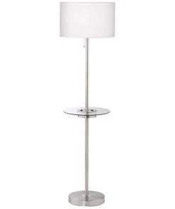 Lamp Plus Caper Brushed Nickel Tray Table Floor Lamp With USB Port And Outlet Lamps