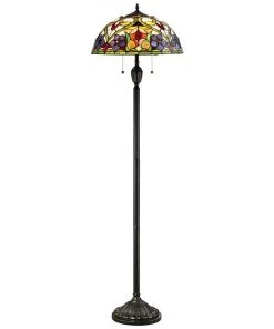 Lamp Plus Quoizel Violets Vintage Bronze Tiffany-Style Floor Lamp Vintage/ Distressed Rugs