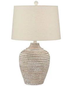 Modern Rugs And Decor Alese Neutral Earth Finish Textured Dot Jug Table Lamp