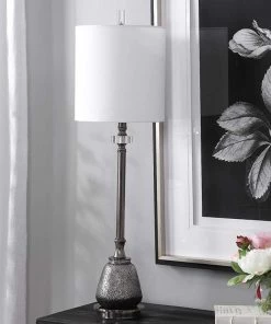 Uttermost Lamps Rana Silver Bronze Ceramic And Crystal Buffet Lamp