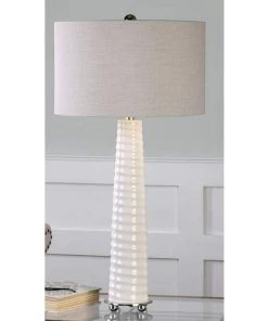 Uttermost Mavone Gloss White Glass Buffet Table Lamp Lamps