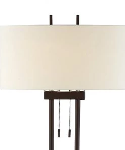 Lamp Plus Roscoe Bronze Twin Pole Modern Pull Chain Floor Lamp