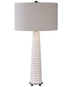 Uttermost Mavone Gloss White Glass Buffet Table Lamp Lamps