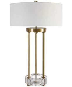 Uttermost Pantheon Antique Brass Iron And Crystal 2-Light Table Lamp Lamps