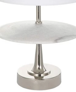 Uttermost Lamps Altitude White Marble And Polished Nickel Iron Table Lamp