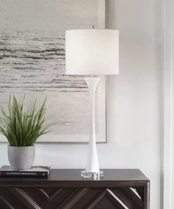 Uttermost Lamps Adrienne White Faux Marble Trumpet Buffet Lamp
