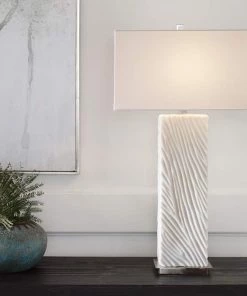 Uttermost Lamps Pillar White Marble Table Lamp