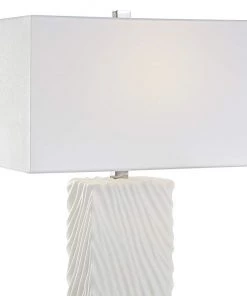 Uttermost Lamps Pillar White Marble Table Lamp