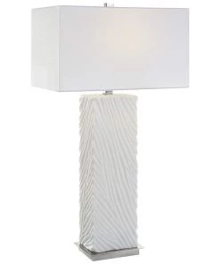Uttermost Lamps Pillar White Marble Table Lamp