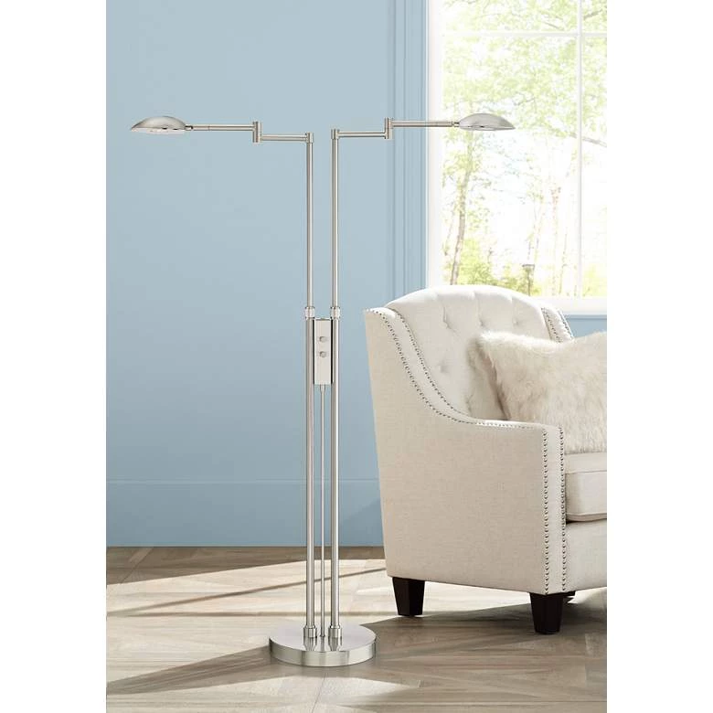 Lamp Plus Lamps Eliptik Satin Nickel LED Double Swing Arm Floor Lamp 1 Lamp Plus Lamps Eliptik Satin Nickel LED Double Swing Arm Floor Lamp
