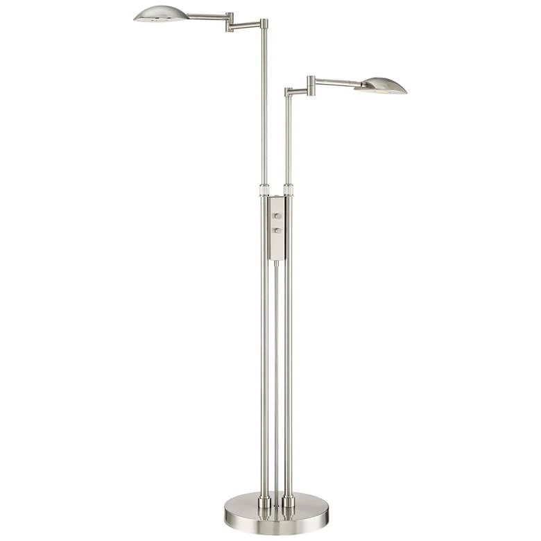 Lamp Plus Lamps Eliptik Satin Nickel LED Double Swing Arm Floor Lamp 6 Lamp Plus Lamps Eliptik Satin Nickel LED Double Swing Arm Floor Lamp