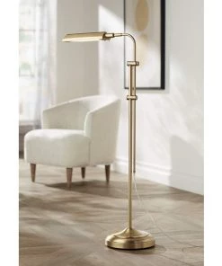 Lamp Plus Culver Plated Aged Brass Adjustable Pharmacy LED Floor Lamp