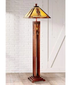 Lamp Plus Walnut Mission Tiffany Style Floor Lamp With Night Light
