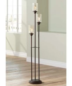 Lamp Plus Lamps Libby Bronze Seeded Glass LED 3-Light Tree Floor Lamp