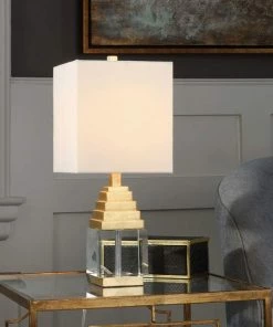 Uttermost Lamps Anubis Metallic Gold Leaf Accent Table Lamp