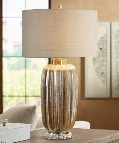 Uttermost Gistova Ivory And Rust Brown Ceramic Table Lamp