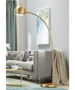 Lamp Plus Possini Euro Ardeno Brass Finish Modern Arc Floor Lamp