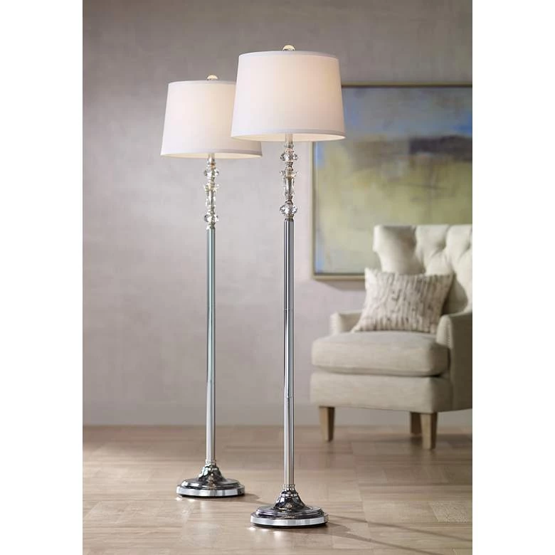 Lamp Plus Montrose Polished Steel And Crystal Floor Lamps - Set Of 2 1 Lamp Plus Montrose Polished Steel And Crystal Floor Lamps - Set Of 2
