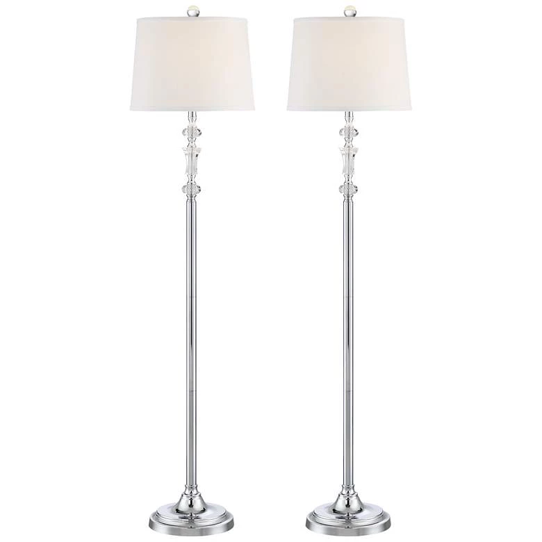 Lamp Plus Montrose Polished Steel And Crystal Floor Lamps - Set Of 2 2 Lamp Plus Montrose Polished Steel And Crystal Floor Lamps - Set Of 2
