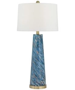 Modern Rugs And Decor Rory Blue Art Glass Modern Table Lamp