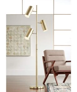 Lamp Plus Possini Euro Canasta Trac Tree Floor Lamp Satin Brass Lamps