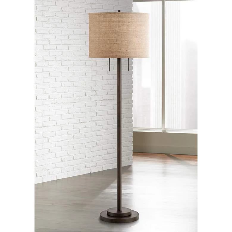 Lamp Pl,us Garth Twin Pull Chain Transitional Bronze Floor Lamp Lamps 1 Lamp Pl,us Garth Twin Pull Chain Transitional Bronze Floor Lamp Lamps