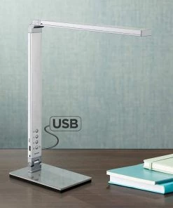 Modern Rugs And Decor Modern/ Geometric Rugs Jett Black Finish Modern LED Desk Lamp With USB Port And Night Light