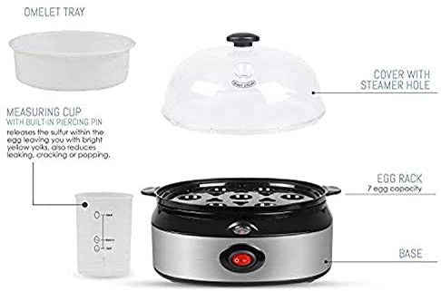 Pow Cub Kitchen 2 In 1 Electric Rapid Stainless 14 Egg Cooker/Steamer Auto Shut Off 12 Pow Cub Kitchen 2 In 1 Electric Rapid Stainless 14 Egg Cooker/Steamer Auto Shut Off