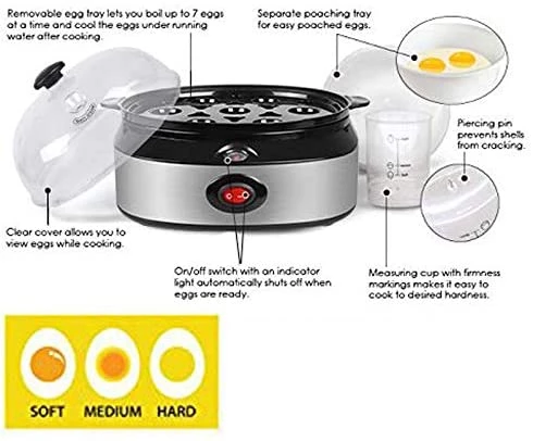 Pow Cub Kitchen 2 In 1 Electric Rapid Stainless 14 Egg Cooker/Steamer Auto Shut Off 11 Pow Cub Kitchen 2 In 1 Electric Rapid Stainless 14 Egg Cooker/Steamer Auto Shut Off