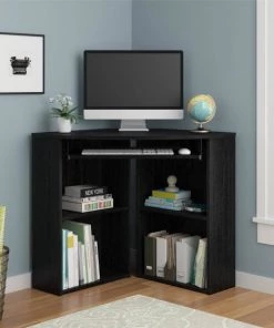MW Furniture Corner Desk With Keyboard Tray And Shelve