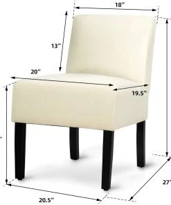 Giantex Bedding Fabric Accent Chair, Contemporary Leisure Side Chair W/Thick Sponge Cushion, Wood Legs, Weight Capacity 330 Lbs, Upholstered Armless Accent Chair For Living Room, Bedroom (1, Sapphire)