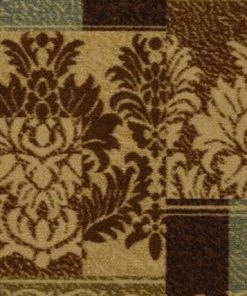 OT Damask Brown Green Beige Non Skid Area Rugs All Area Rugs And Runners