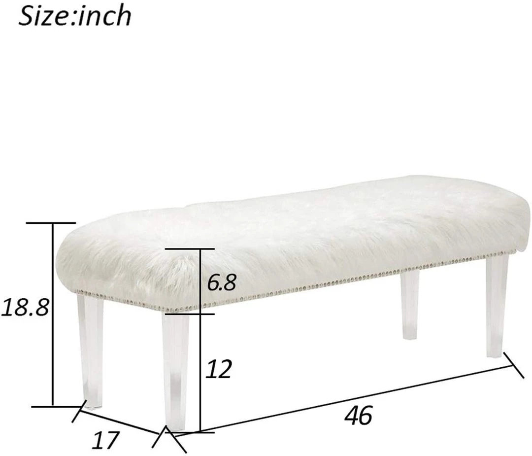 White Faux Fur Ottoman Bench Upholstered Bench For Bedroom/Entryway/Hallway/Living Room Bedding 3 White Faux Fur Ottoman Bench Upholstered Bench For Bedroom/Entryway/Hallway/Living Room Bedding