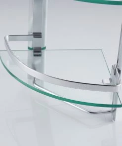 Modern Rugs And Decor Heavy Duty Wall Mounted Corner Shelves Aluminum Tempered Glass Storage With Towel Bar 2-Tiers Furniture