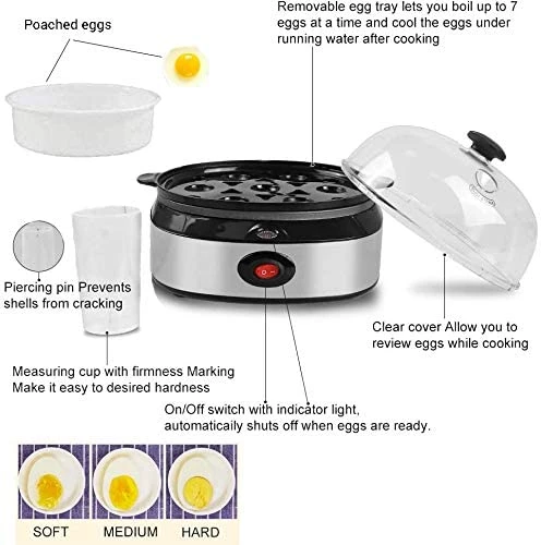 Pow Cub Kitchen 2 In 1 Electric Rapid Stainless 14 Egg Cooker/Steamer Auto Shut Off 5 Pow Cub Kitchen 2 In 1 Electric Rapid Stainless 14 Egg Cooker/Steamer Auto Shut Off