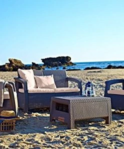 Modern Rugs And Decor All Weather Indoor Outdoor Chair Love Seat Sofa Patio Set With Cushion - 4 Piece Set Furniture