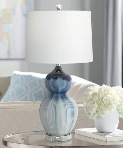Nadia Blue Double Gourd Modern Glass Table Lamp Modern/ Geometric Rugs
