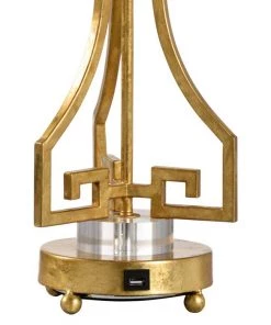 Wildwood Lamps Greek Key Gold Metal Table Lamp W/ USB Port