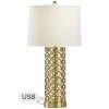 Wildwood Lamps Deena Antique Brass Metal Table Lamp With USB Port