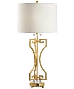 Wildwood Lamps Greek Key Gold Metal Table Lamp W/ USB Port
