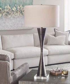 Uttermost Lamps Renegade Black Metal Ribbed Hourglass Table Lamp