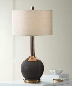 Uttermost Lamps Arnav Textured Matte Black Ceramic Table Lamp