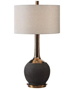 Uttermost Lamps Arnav Textured Matte Black Ceramic Table Lamp