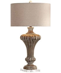 Uttermost Treneece Aged Pecan With Antique Gray Table Lamp
