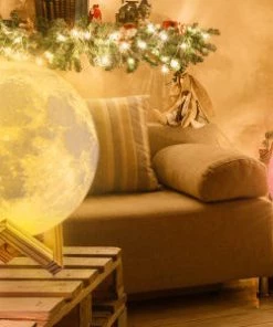 Modern Rugs And Decor Home Décor Decorative Moon Light Lamp With Time Setting And Stand 3D Print LED 16 Colors