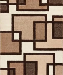Well Woven Squares Cream Modern Soft Area Rug