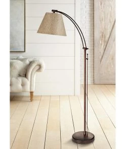 Lamp Plus Hyannis Oi Brushed Bronze Adjustable Floor Lamp W/ Flax Shade Lamps