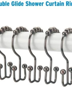 Modern Rugs And Decor Shower Curtain Hooks Rings, Rust-Resistant Metal Set Of 12 Hooks